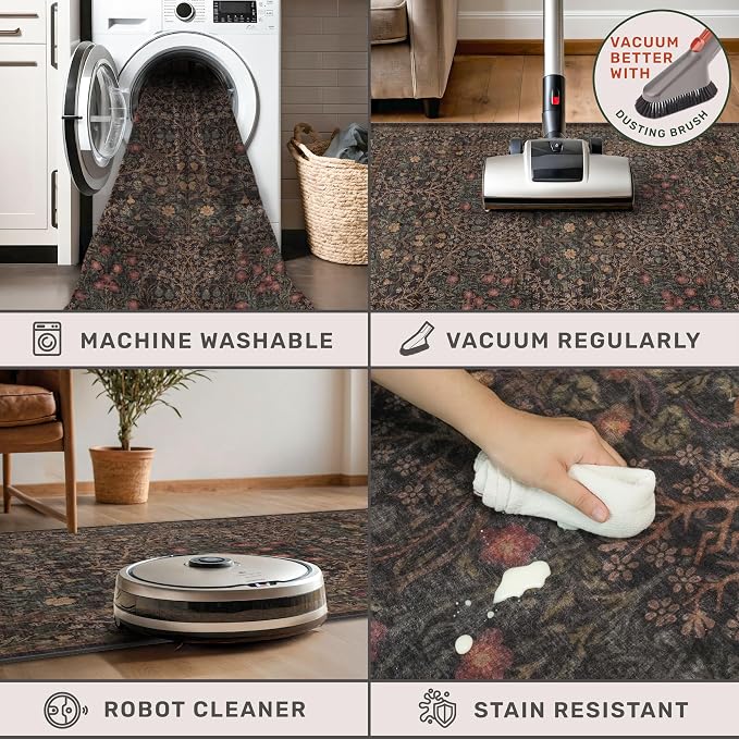 Dark Brown Washable 2x6 Runner Rugs