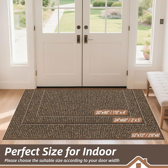 BEQHAUSE Dirt Trapper Door Mat 24" x 60", Non-Slip Washable Doormats Entrance
