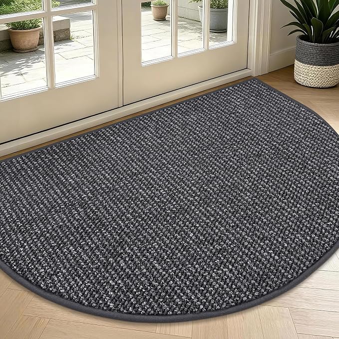 BEQHAUSE Dirt Trapper Door Mat 36" x 60" Half Circle Non Slip Washable Doormats