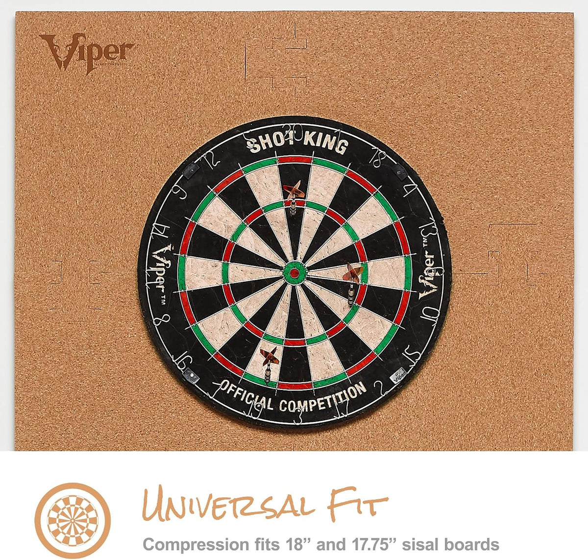 Viper Wall Defender III Cork Dartboard Surround, Reversible Cork Dart Board Wall Protector for 17.75 and 18 Inch Sisal Bristle Dartboards, 8.2 Sq Ft, Tan