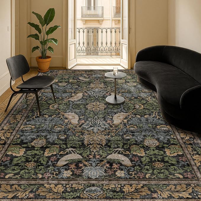 Vintage Green Rug for Extra Large Bedroom