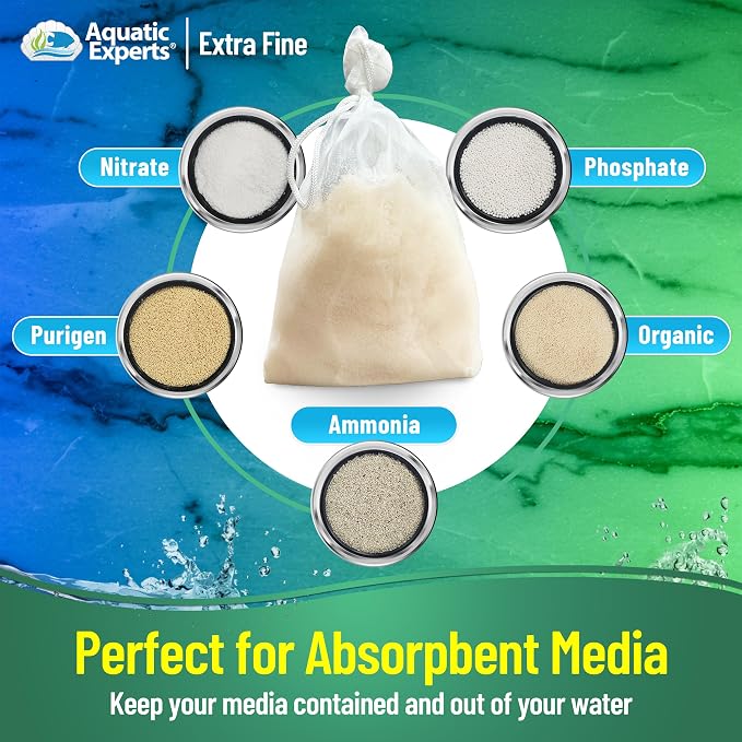 Aquatic Experts Extra Fine Aquarium Media Bag, Durable Drawstring Bags