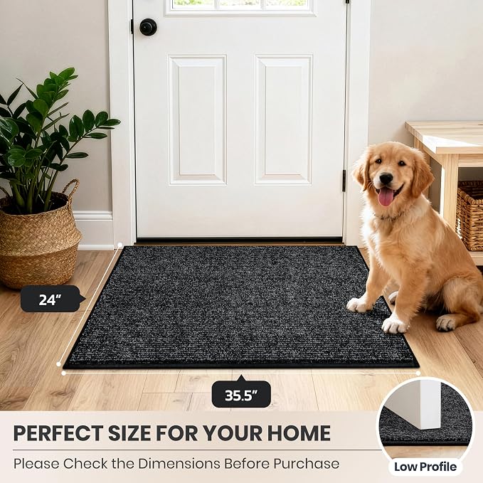 PURRUGS Dirt Trapping Door Mat 24" x 35.5", Non-Slip Machine Washable Entry Rug
