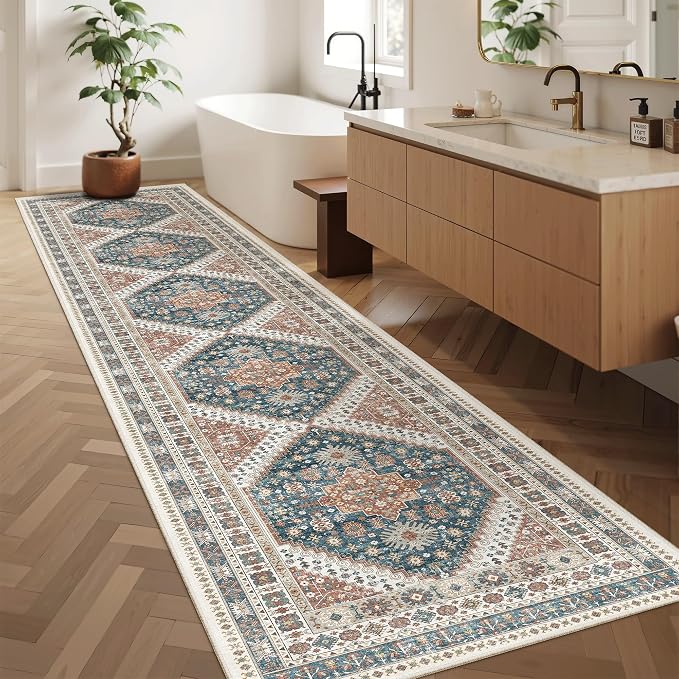 Madane Hallway Runner Rug 2'6''x12' Kitchen Runner, Non Slip Vintage Runners