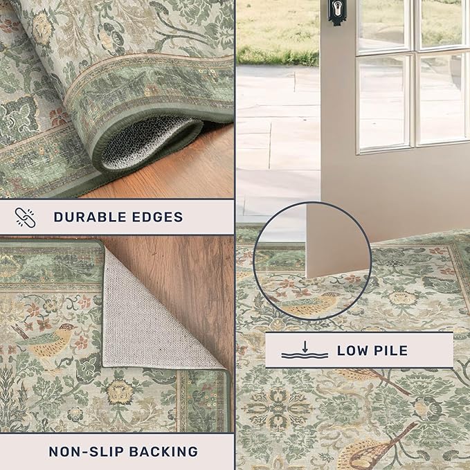 Botanical Sage Rug for Living Room