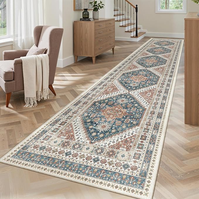 Madane Hallway Runner Rug 2'6''x12' Kitchen Runner, Non Slip Vintage Runners
