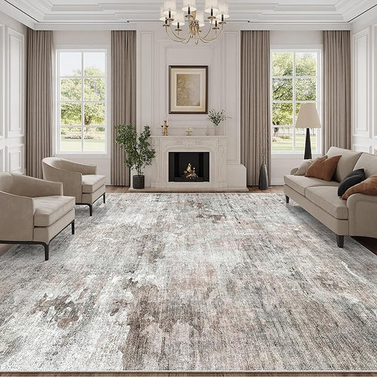 Soalmost Abstract Rug 8x10 Large Living Room Rugs Neutral Modern Washable Area