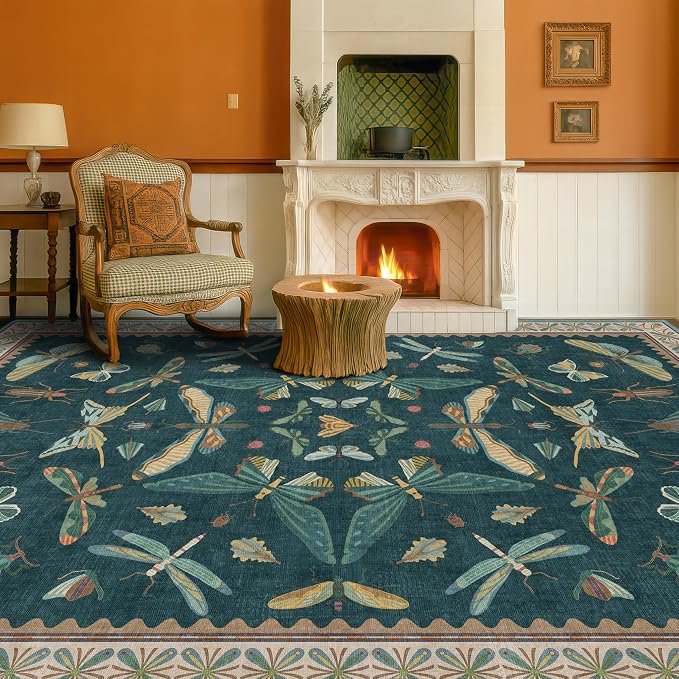 Vintage Teal Area Rugs for Living Room 6x8