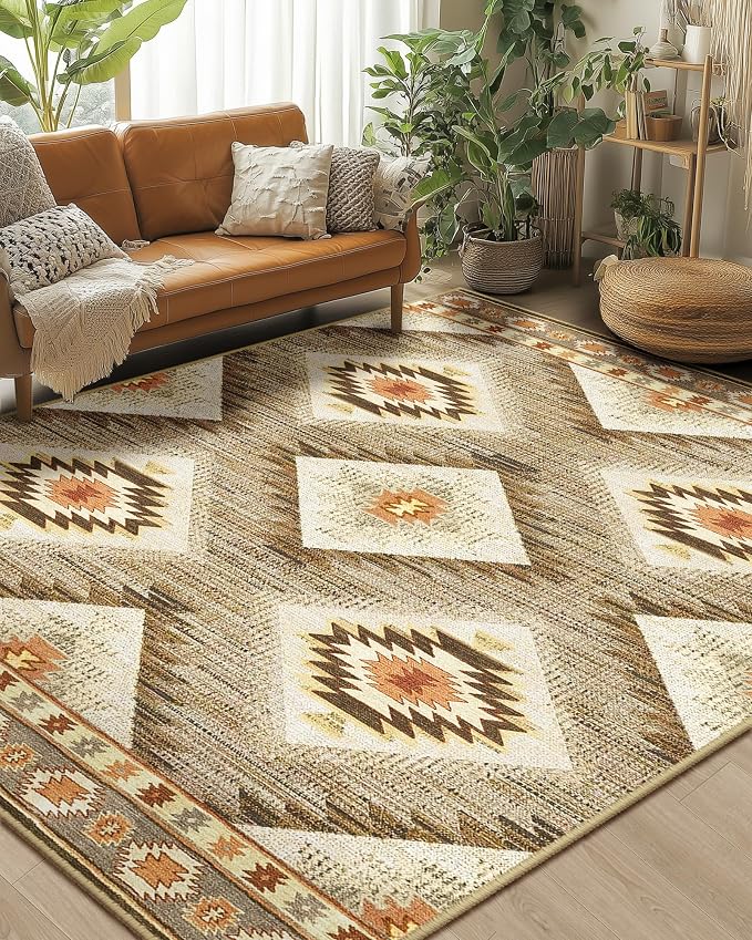 BESTSWEETIE Area Rug 10x14 Rug Machine Washable Non-Slip Low Pile Print Pattern