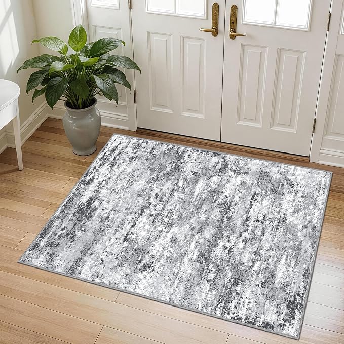 3x5 Area Rug Washable Entryway Rug Non Slip Abstract Tear and Stain Resistance
