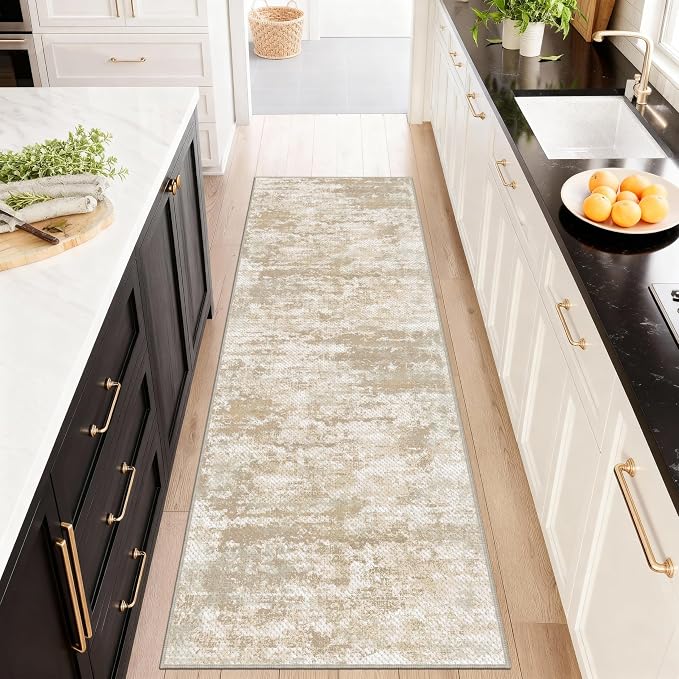 Abstract Washable Runner Rug 2x6, Hallway Rug Non-Slip, Woven Non-Shedding Thin
