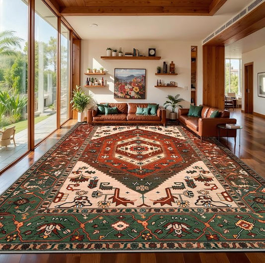 SERISSA 9x12 Area Rugs for Living Room, Large Washable Non-Slip Boho Rug