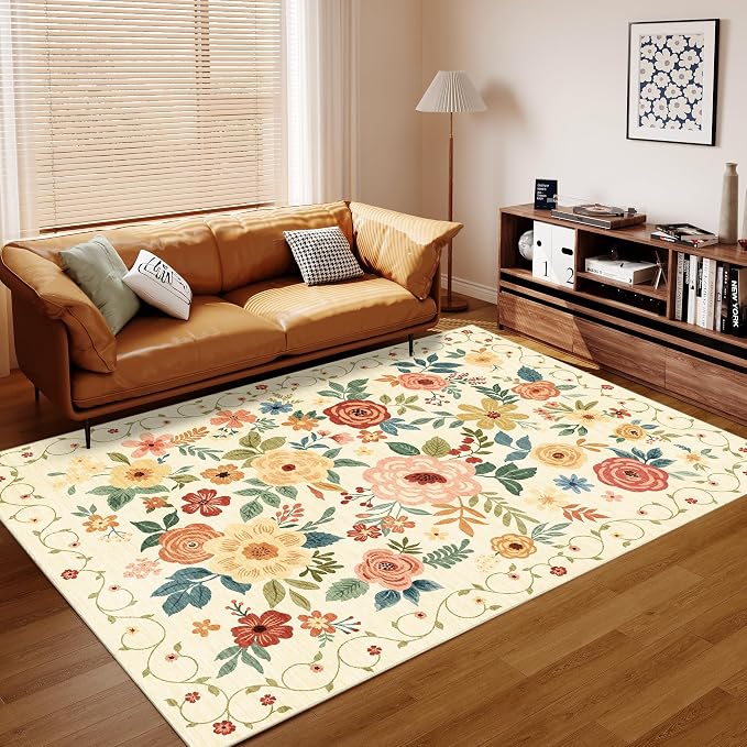 DUKINO 6x9 Area Rug, Floral Rugs