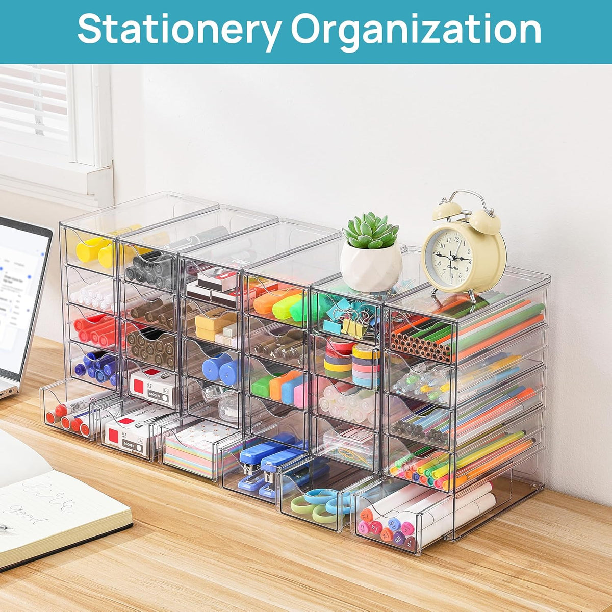 Vtopmart Acrylic Desk Organizer with 30 Drawers for Office, Makeup, Crafts
