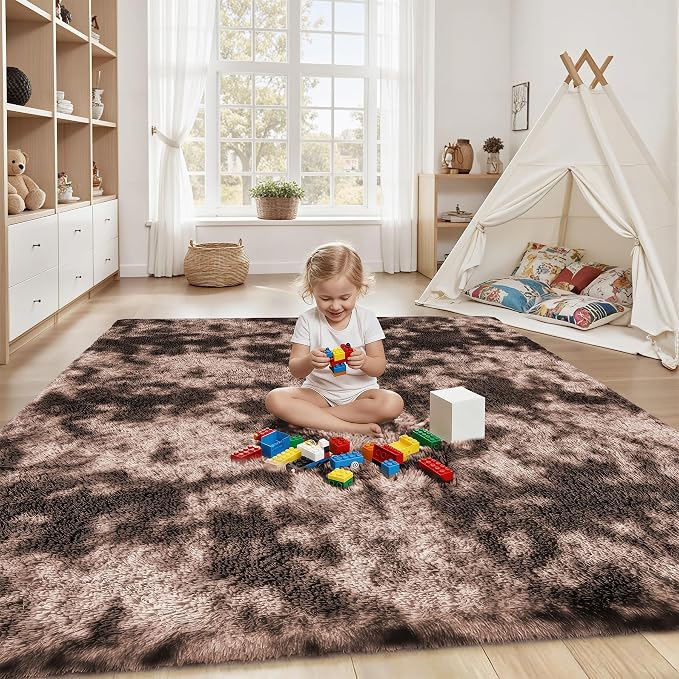 Area Rug for Living Room Bedroom: 4x6 Soft Fluffy Shag Upgrade Non-Slip High