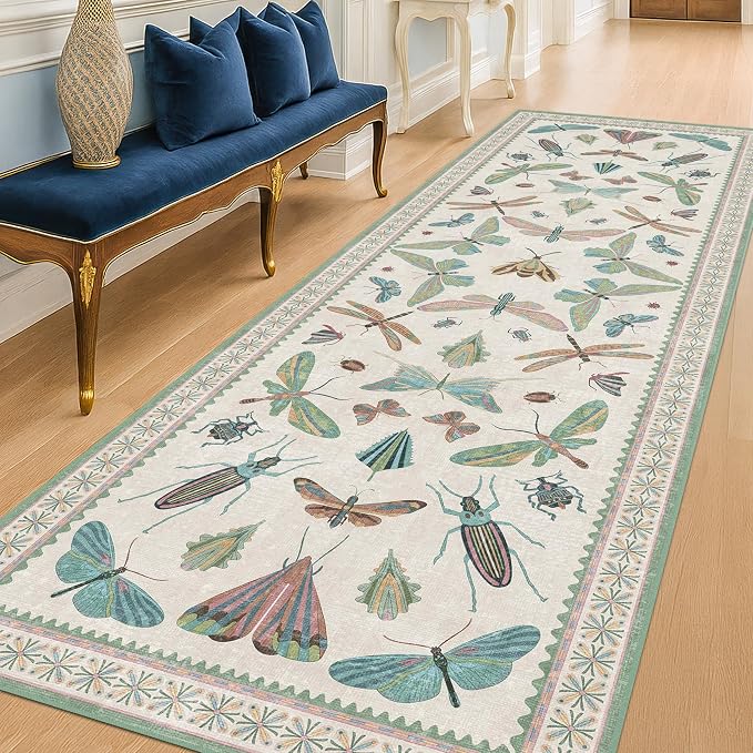 Insect Print 8ft Long Hallway Runner Rug