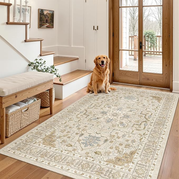 Madane Area Rug 3x5, Entryway Washable Vintage Runners Bedroom Non Slip Indoor