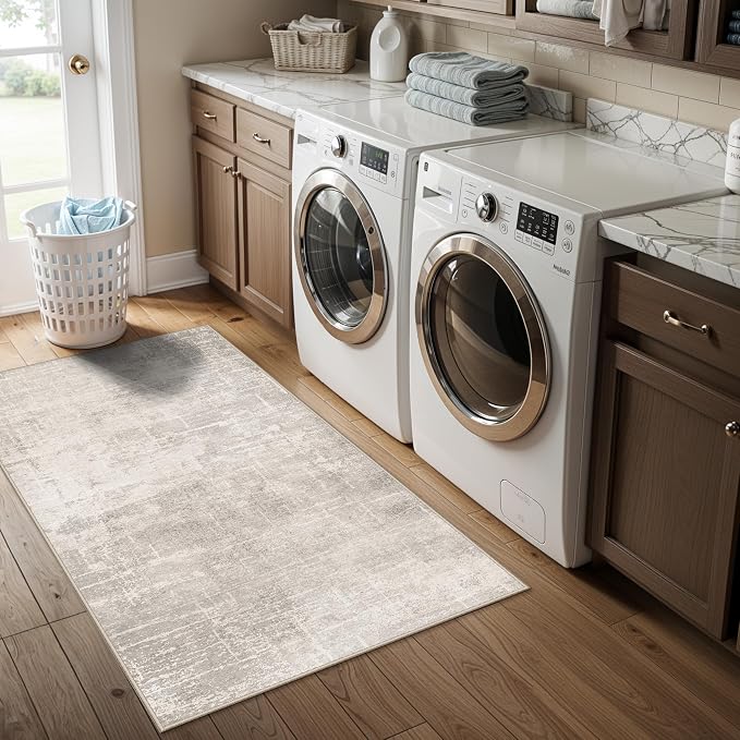 Washable 2x4 Entryway Area Rugs: Abstract Water Resistant Kitchen Sink Rug