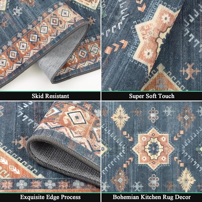 HEBE Boho Kitchen Rug Sets 3 Piece