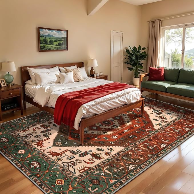 SERISSA Washable Rugs 8x10 Area Rugs, Large Non-Slip Boho Living Room Rug