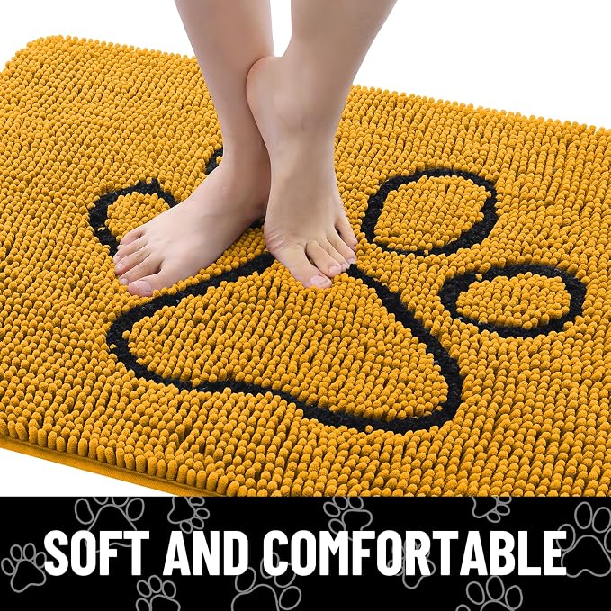 Smiry Dog Door Mat for Muddy Paws, Absorbent Dirt Trapper Non Slip Quick Dry