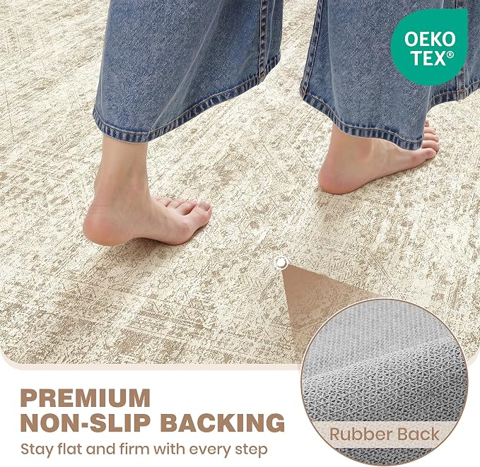 Washable Kitchen Rugs Sets of 2 Piece, Hallway Runner Rug Non-Slip