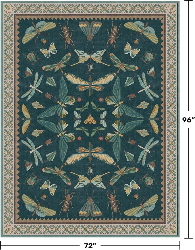 Vintage Teal Area Rugs for Living Room 6x8
