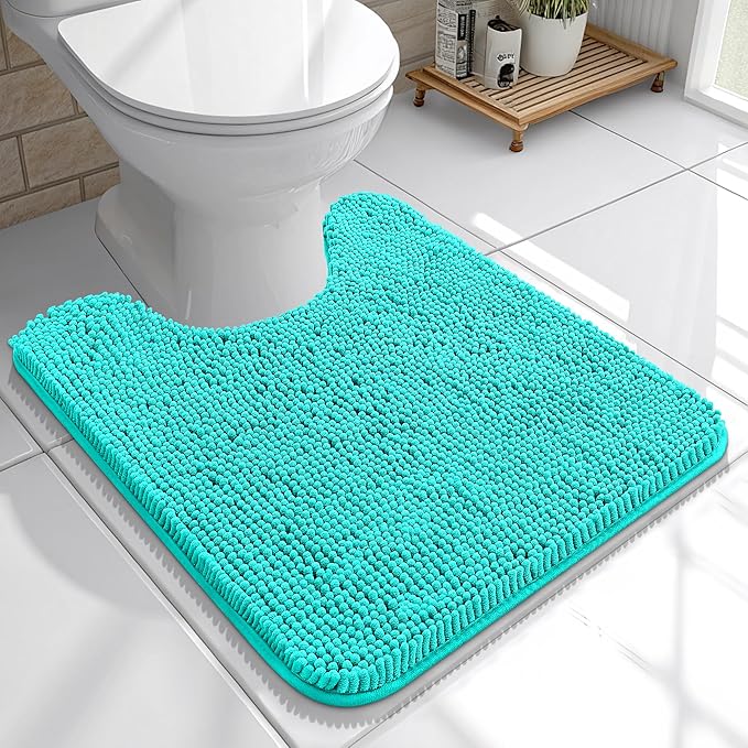 OLANLY Toilet Rugs U-Shaped 20x20, Extra Soft Absorbent Chenille Contour