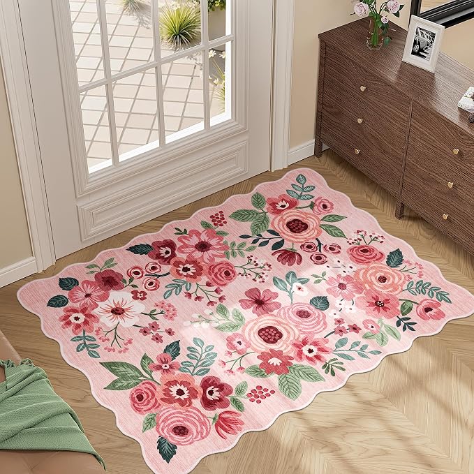 DUKINO 2x3 Entryway Rug, Floral Washable Indoor Door Mat