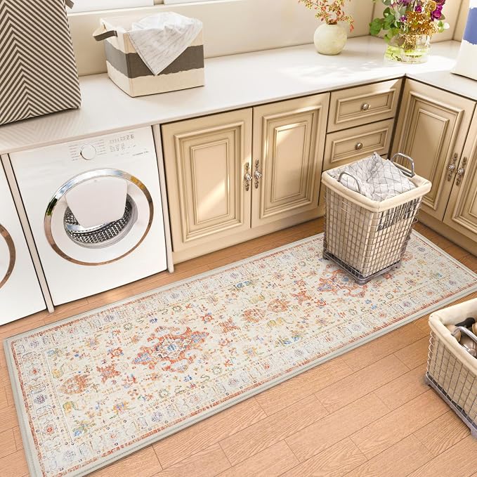 AREDO Runner Rug with Non Slip Rubber Backing, Washable Soft Floor Carpet