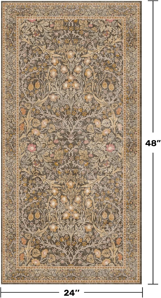 Brown Washable 2x4 Entry Rug