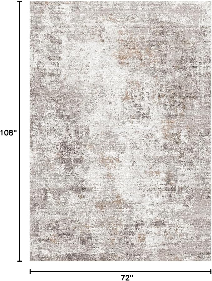6x9 Washable Living Room Rug – Neutral Modern Abstract Soft Large Area Rug