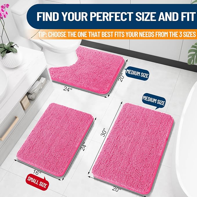 OLANLY Toilet Rugs U-Shaped 24x20, Extra Soft Absorbent Chenille Contour