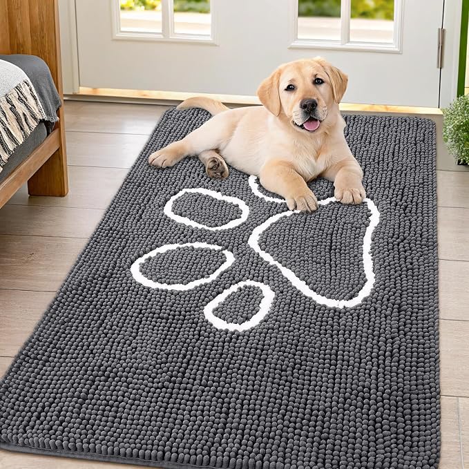 Smiry Dog Door Mat for Muddy Paws, Absorbent Dirt Trapper Non Slip Quick Dry