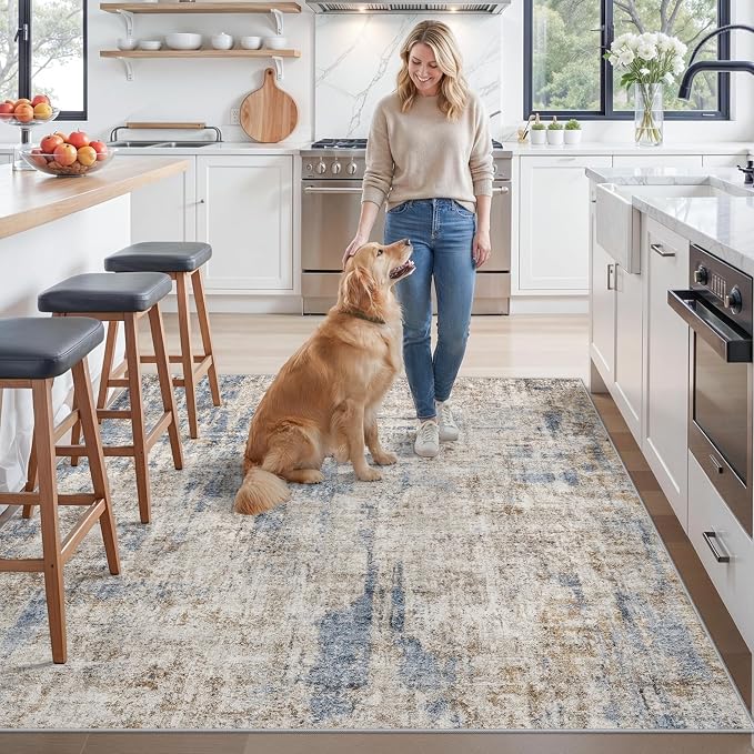 ZHXXUJ 7x7 Square Washable Area Rug, Non-Slip Indoor Rug