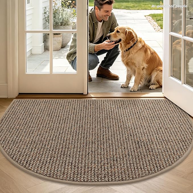 BEQHAUSE Dirt Trapper Door Mat 36" x 60" Half Circle Non Slip Washable Doormats