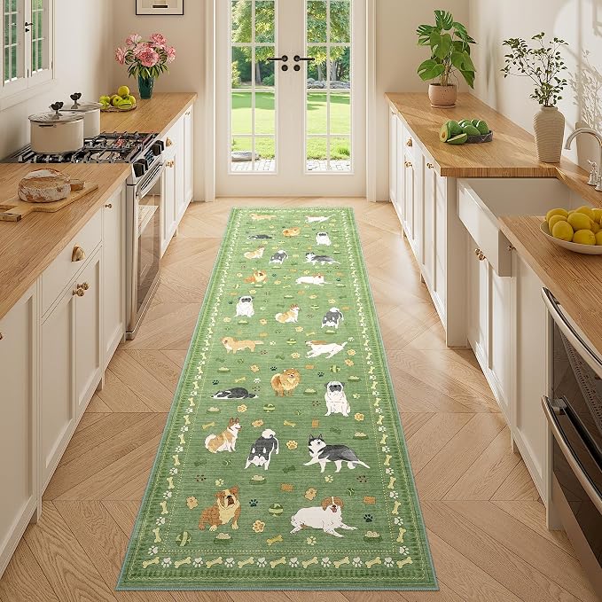 DUKINO 2x6 Washable Runner Rug for Hallway, Non Slip Animal Dog Kitchen Rug