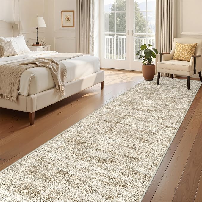 3x12 Runner Rug for Hallway, Non-Slip Long Bathroom Rugs Runner for Kitchen