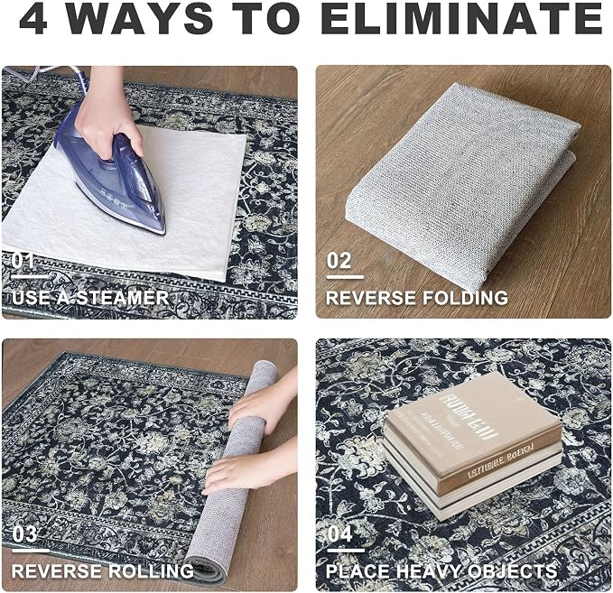 KILOCOCO Hallway Runner 2x8 Rug Runner Printed Vintage Floral Washable Kitchen