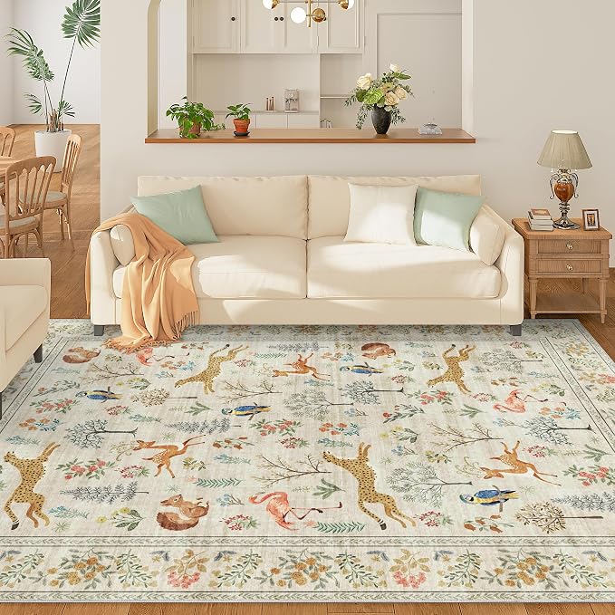 DUKINO 6x9 Rug, Washable Animal Living Room Rug