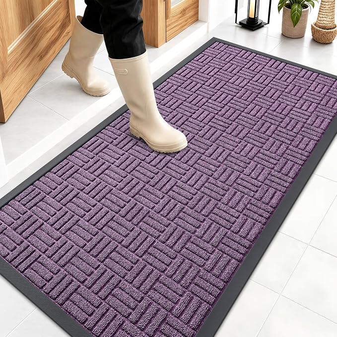 OLANLY Front Door Mat Outside Entrance 47x23, Heavy Duty Sturdy Natural Rubber