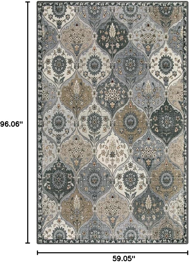 Lahome Moroccan Washable Living Room Rug, 5x8 Rugs