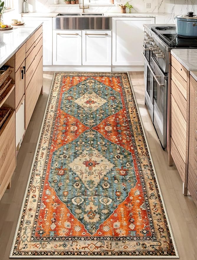SERISSA Boho Washable Runner Rug, 2x6 Rug Non-Slip Tribal Hallway Kitchen