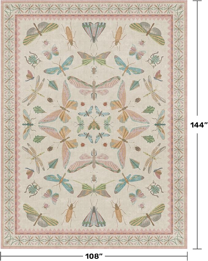 Hazo Haus 9x12 Pink Area Rug for Girls Bedroom, Washable Living Room & Dining