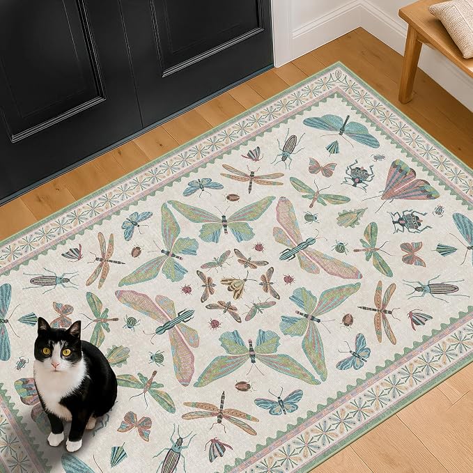 Washable Sage Green Large Entryway Rug, 3x5 Area Rugs