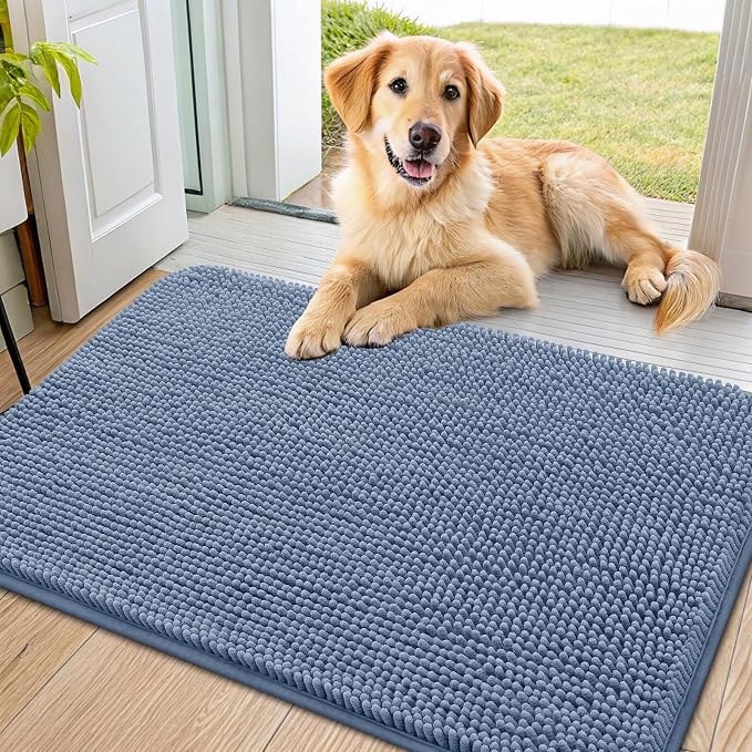 Smiry Dog Door Mat for Muddy Paws 34x21, Absorbent Dirt Trapper, Non-Slip