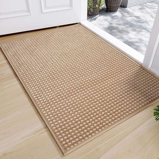 Front Door Mat 17''x30'', Absorbent Dirt Resist Washable Non Slip Low-Profile