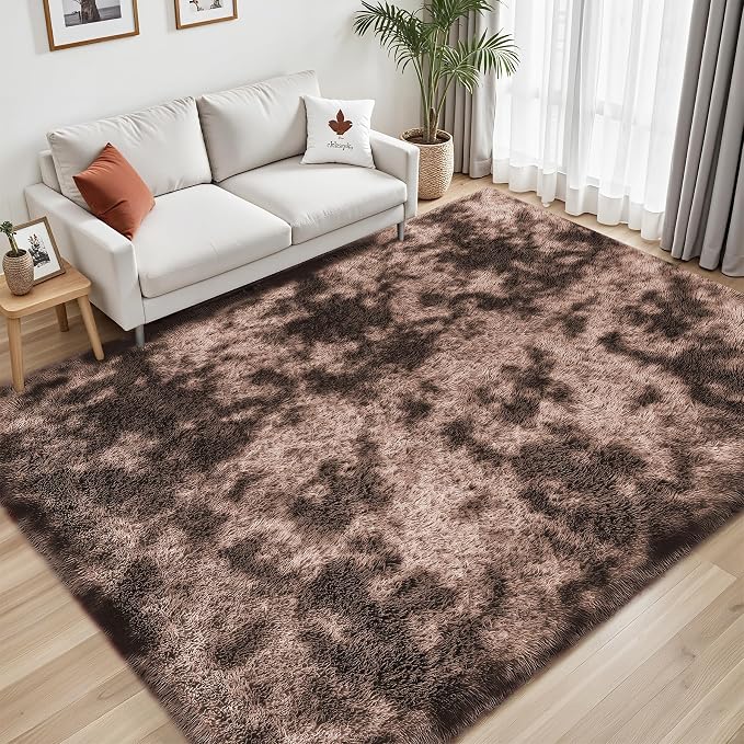 Area Rug for Living Room Bedroom: 4x6 Soft Fluffy Shag Upgrade Non-Slip High