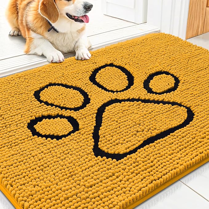 Smiry Dog Door Mat for Muddy Paws, Absorbent Dirt Trapper Non Slip Quick Dry