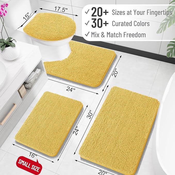 OLANLY Bathroom Rugs 35x24, Extra Soft Absorbent Chenille Bath Rugs, Rubber